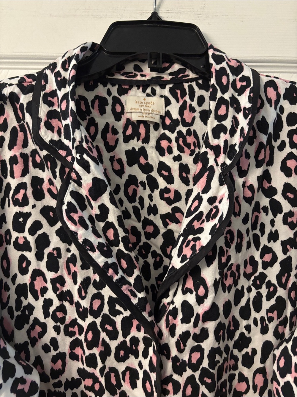 kate spade Pink, Black & White Leopard-Print Button-Front Sleep Shirt - Picture 3 of 5